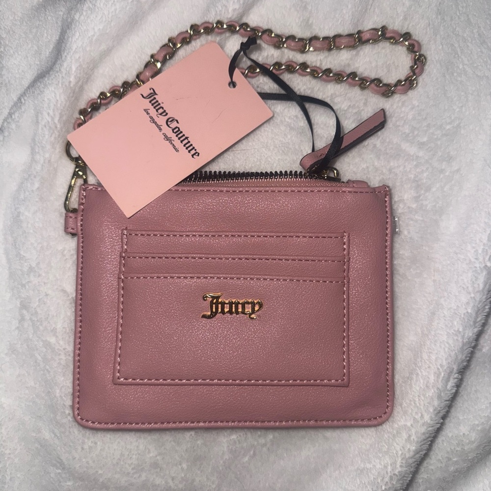 Juicy Couture Blush Pink Wristlet with Gold Chain